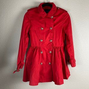 Ralph Lauren Girls Poplin Red Belted Trench Jacket - 14